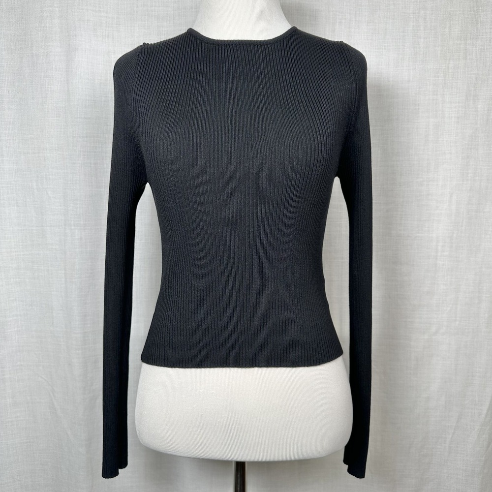 Cotton On Black Open Back Lace Up Ribbed Knit Top Grunge Edgy Going Out - Picture 2 of 7
